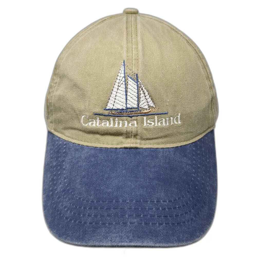 Headmost Baseball Cap Beige Blue One Size Catalina Island Sailboat Travel Hat